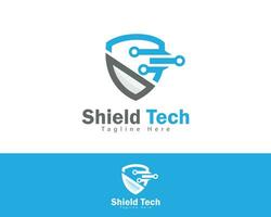 Schild Technik Logo kreativ schützen Digital Symbol Logo Design Konzept vektor