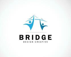 Brücke Logo kreativ verbinden Geschäft Design Konzept Menschen Zusammenarbeit vektor