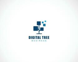 digital träd logotyp kreativ begrepp utbildning teknologi ikon vektor