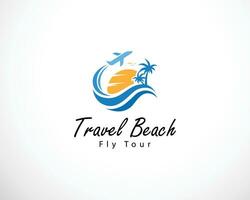 Reise Strand Logo kreativ fliegen Tour Flugzeug Design Konzept modern vektor