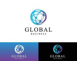global logotyp kreativ vetenskap tech ansluta värld utbildning vektor