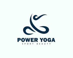 kraft yoga logotyp kreativ design linje begrepp sport skönhet spa vektor