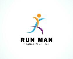 Lauf Mann Logo kreativ Menschen abstrakt sportlich Logo Sport Design Konzept vektor