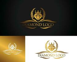 diamant logotyp kreativ design begrepp elegant guld Färg lutning vektor