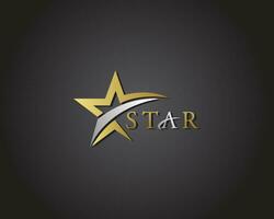 Gold Star Logo kreativ Emblem Zeichen Symbol Geschäft vektor