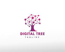 digital träd logotyp tech träd logotyp kreativ träd logotyp vektor