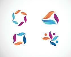 geometrisk logotyp uppsättning Färg ikon design begrepp abstrakt människor ansluta teknologi vektor