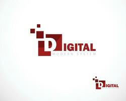digital logotyp kreativ brev d logotyp kreativ pixel ansluta nätverk design begrepp vektor