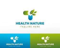 Natur Gesundheit Logo medizinisch Logo Kapsel Logo Gesundheit Logo Linie kreativ Logo vektor