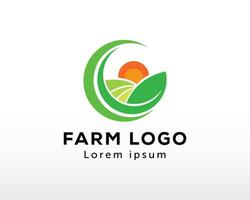 Bauernhof Logo Sonne kreativ Logo Landwirtschaft Logo verlassen kreativ vektor