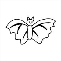 Handgezeichnete Fledermaus in einem primitiven Kinderstil, isoliert auf weißem Hintergrund. Cartoon Charakter lustige Fledermaus mit durchbrochenen Flügeln. Vektor-Illustration vektor