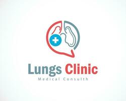 Lunge Klinik Logo kreativ Design Konzept Gesundheit Beratung Plus Symbol Symbol vektor