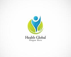 hälsa global logotyp kreativ natur lämna hälsa vård inspiration design vektor
