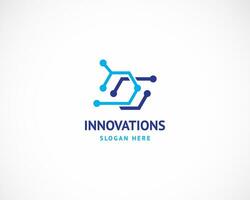 innovationer logotyp kreativ vetenskap sexhörning labb tecken symbol vektor