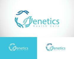 Genetik Logo kreativ DNA Design Gesundheit Pflege Wissenschaft Labor Konzept Linie Kreis verbinden Netzwerk vektor
