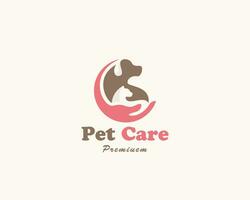 sällskapsdjur vård logotyp kreativ djur- begrepp hand mat hälsa vård illustration vektor