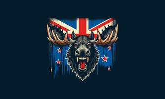 huvud älg med flagga Australien vektor konstverk design