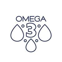 omega 3 ikon med olja droppar, linje vektor