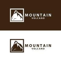 vulkan logotyp design inspiration naturlig landskap vulkan utbrott berg elegant premie vektor