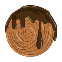 illustration av de överlägsen croissant med choklad fyllning. cromboloni med smält choklad vektor