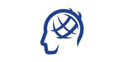 Logo Design Kombination von Mensch Kopf gestalten mit Globus, Symbol, Vektor, Symbol. vektor