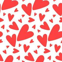 ett illustration av en sömlös mönster i de form av en röd kärlek hjärta. söt romantisk skriva ut på en vit bakgrund. de textur av de festlig bakgrund för hjärtans dag, romantisk bröllop design vektor