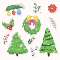 Weihnachtsset aus Bäumen, Ästen und Beeren vektor