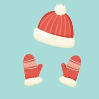 Weihnachtsset aus Mütze und Handschuhen vektor