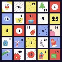 nytt år uppsättning illustrationer för adventskalender vektor