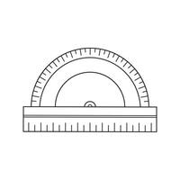 hand dragen barn teckning tecknad serie vektor illustration halv cirkel fyrkant linjal ikon isolerat på vit