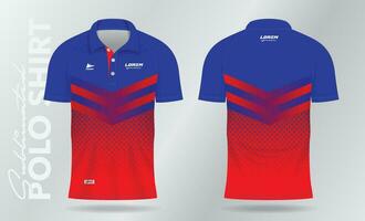 röd och blå sublimering polo sport jersey attrapp mall design vektor