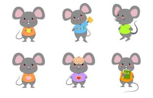niedliche Maus Ratte Mäuse stehen Vektor-Cartoon-Set vektor