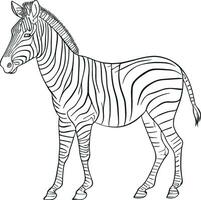 afrikanisch Zebra Seite Aussicht Gliederung gestreift Silhouette Tier Design eben Vektor Illustration isoliert auf Weiß Hintergrund. ai generiert Illustration.