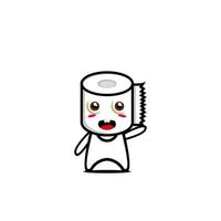 Toilettenpapierrolle süß lächelnd lustig. Vektor-flache Cartoon-Charakter-Illustration, isoliert auf weißem Hintergrund vektor