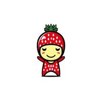 süße Erdbeer-Cartoon-Figur. einfaches flaches Cartoon-Charakter-Illustrationsdesign. isoliert auf weißem Hintergrund vektor