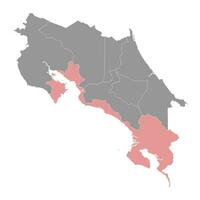 Puntarenas Provinz Karte, administrative Aufteilung von Costa rica. Vektor Illustration.