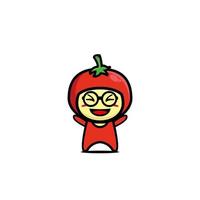 süße Tomaten-Cartoon-Figur. Cartoon Charakter Illustration Design einfache flache Art. Abbildung auf weißem Hintergrund vektor