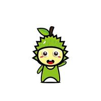 Süße lächelnde Durian-Charakterkarikatur. Vektor kawaii Flat Style Cartoon Charakter Illustration. isoliert auf weißem Hintergrund