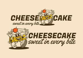 cheesecake, ljuv i varje bita. maskot karaktär illustration av gående cheesecake vektor
