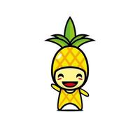 süße Ananas-Cartoon-Figur. Cartoon flachen Stil kawaii Charakter Illustration Design. Abbildung auf weißem Hintergrund. Ananasfruchtkonzept lustig vektor