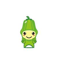 süßes lächelndes lustiges Chayote-Gemüse. Vektor-Cartoon-Kawaii-Charakter-Illustration. isoliert auf weißem Hintergrund vektor