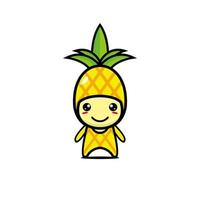 süße Ananas-Cartoon-Figur. Cartoon flachen Stil kawaii Charakter Illustration Design. Abbildung auf weißem Hintergrund. Ananasfruchtkonzept lustig vektor