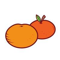 mandarin apelsiner ljuv och färsk frukt färgad vektor ikon illustration med översikt isolerat på enkel vit bakgrund. buah jeruk manis tecknad serie konst styled teckning.