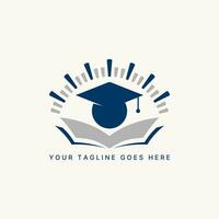 Logo Design Grafik Konzept kreativ Prämie abstrakt Vektor Zeichen einzigartig Lager Abschluss Hut und Buch Schicht Papier verbunden Bildung Universität Schule