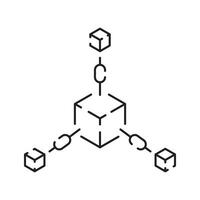 Blockchain Vektor Linie Konzept Symbol oder Logo Element. Technologie und Geld Finanzen.