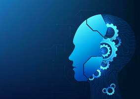 künstlich Intelligenz Technologie ein Roboter mit ein ai Gehirn Das lernt Information und antwortet zu Benutzer braucht. das Roboter Gehirn ist ein Zahn mit ein technologisch Schaltkreis Das verbindet Information. vektor