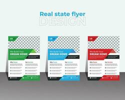 verklig egendom hus fast egendom flygblad affisch mall. vektor