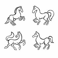 Pferd Gliederung Satz, Pferd Linie, Vektor Illustration eps 10