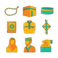 islamic ramadan ikon uppsättning vektor illustration