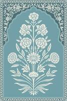 traditionell indisch Blume Motiv. Mogul Hand gezeichnet Mogul Mauer Gemälde. Mogul Illustration zum Mauer malen. botanisch Blumen- ethnisch Motiv. vektor